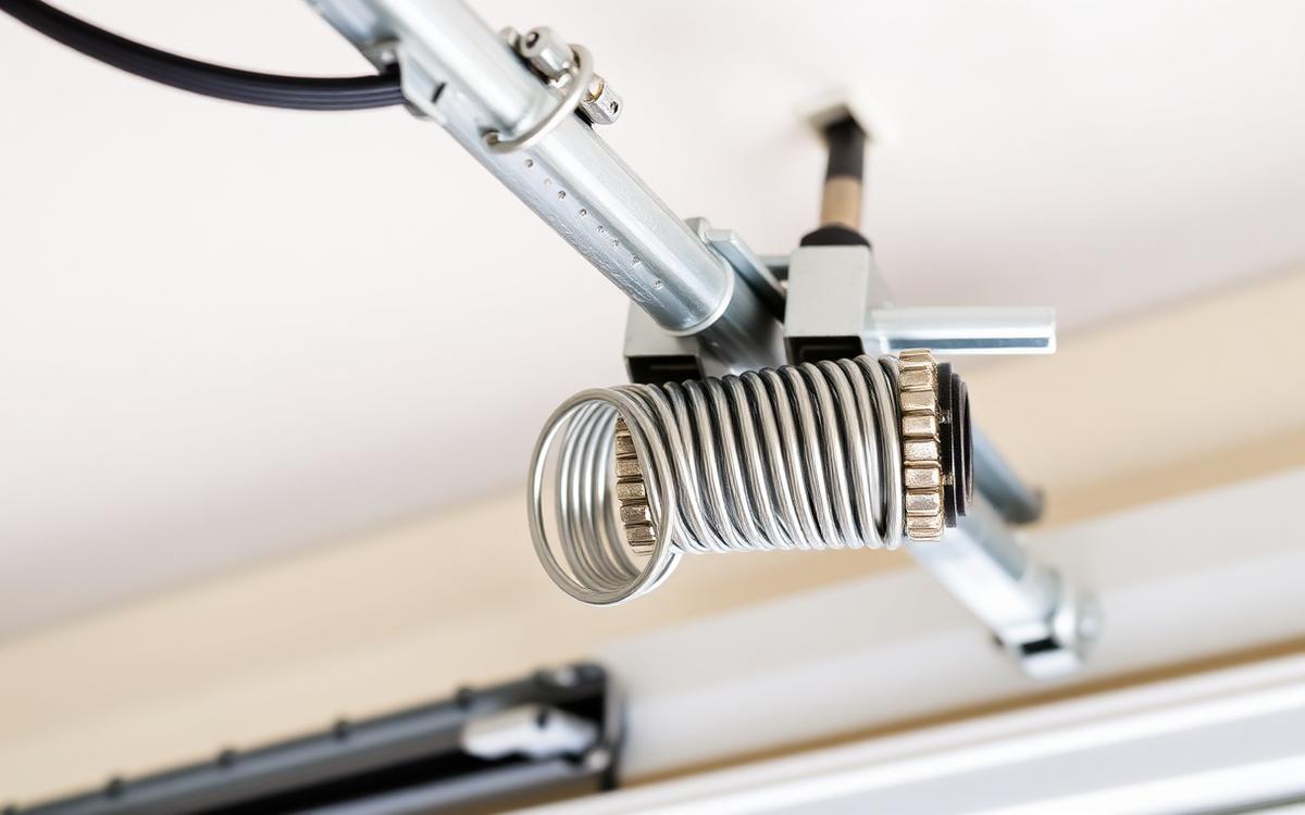 Garage door extension spring mounted alongside the horizontal track